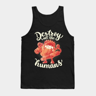 Destroy All The Humans - Funny Cute Robot Cat Gift Tank Top